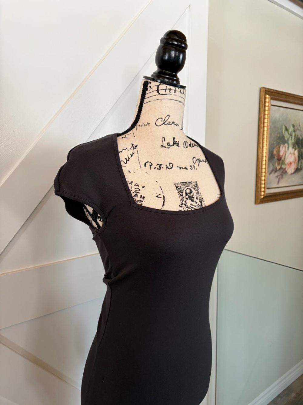 Women's Charcoal Grey Square Neck Dress